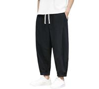 Generisch Pantalon sarouel baggy pour homme - Long - Taille élastique - Pantalon de jogging large - Respirant - Pantalon bombé - Pantalon japonais - Uni - Pantalon Aladin Y2k - Hippie - Streetwear