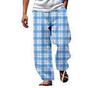 Generisch Pantalon sarouel en lin pour homme - Pantalon long d'été - Imprimé 3D - Coupe ajustée - Pantalon Aladdin léger - Respirant - Pantalon de plage décontracté - Pantalon de vacances en tissu