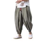 Generisch Pantalon sarouel pour homme - Couleur unie - Pantalon bouffant respirant - Stretch - Jambes de pantalon - Pantalon léger et élastique - Pantalon de jogging baggy Kung Fu, GY2., L