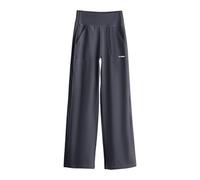 Generisch Pantalon tendance pour fille avec jambes larges, taille élastique dans la structure de la peau, pantalon de loisirs confortable pour les enfants et les adolescents au quotidien, gris, 8-9