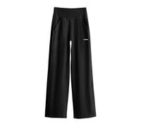 Generisch Pantalon tendance pour fille avec jambes larges, taille élastique dans la structure de la peau, pantalon de loisirs confortable pour les enfants et les adolescents au quotidien, Noir , 8-9