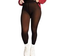 Generisch Pantalon thermique doublé pour femme avec aspect collant - Pantalons d'hiver chauds avec doublure en polaire | Leggings opaques à effet translucide, S