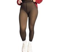 Generisch Pantalon thermique doublé pour femme avec aspect collant - Pantalons d'hiver chauds avec doublure en polaire | Leggings opaques à effet translucide, S