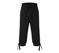 Generisch Pantalons à carreaux Hommes Loisirs Couleur Unie Coton Ton et Cinq Points Bouton Short de Poche Pantalon d'entraînement Hiver, Noir , M