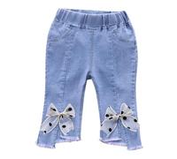 Generisch Pantalons doublés pour enfants - Pantacourt en jean pour bébé, fille, tout-petits, enfants, jeans doux avec taille élastique - Pantalon d'hiver pour bébé fille, Blanc., 18-24 mois