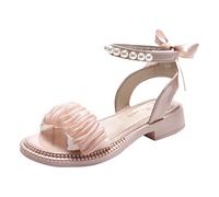 Generisch Pantoufles 31 Bout Ouvert Sangle de Cheville Robe Chaussures Fête de Mariage pour Princesse Chaussures Enfants, Rose, 31.5 EU