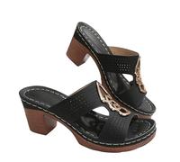 Generisch Pantoufles à talons hauts pour femme - Sandales d'été à talons hauts - Sandales Stiletto avec bout ouvert - Pour fête, bal de fin d'année, mariage, intérieur et extérieur, Noir , 36 EU