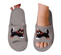Generisch Pantoufles amusantes pour femme - Chaudes et douces - Confortables - En peluche - En feutre - Bouts ouverts - Automne - Hiver - En coton, O gris., 36 EU