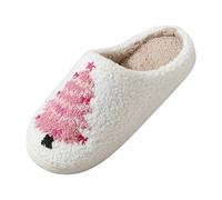 Generisch Pantoufles antidérapantes pour femme - En feutre - Pour l'hiver - Chaudes et amusantes - En peluche - Pour Noël - Pour l'extérieur et l'intérieur, Blanc., 40.5 EU