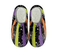 Generisch Pantoufles chaudes d'hiver pour Halloween - Mignon dessin animé Halloween - Pantoufles unisexes - Antidérapantes - Confortables - Pour la maison - Couple d'amoureux - Chaussons d'hiver, vert