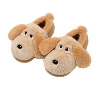 Generisch Pantoufles de Noël pour enfants - En peluche - Avec motif animal - Chaussons chauds pour garçons et filles - Pieds de sommeil en coton - Antidérapants, kaki, 44 EU