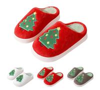 Generisch Pantoufles de Noël pour homme et femme, pantoufles d'hiver fermées, plateau, pantoufles thermiques antidérapantes en peluche, pantoufles douillettes en feutre en coton pour l'intérieur, café