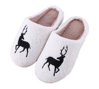 Generisch Pantoufles de Noël unisexes en mousse à mémoire de forme - Antidérapantes - Motif dessin animé - Semelle douce - En feutre - Doublure en peluche - Convient pour les couples, Blanc., 42 EU