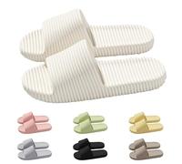 Generisch Pantoufles d'été pour femme - Pieds larges - Cosy - Semelles douces - Chaussons douillets - Antidérapants - Couleur unie - Minimalistes, vert, 39 EU