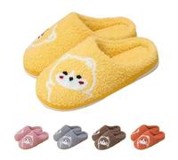 Generisch Pantoufles d'hiver chaudes en peluche pour femme - Doux et confortables - Légères et antidérapantes - Chaussons en feutre moelleux - Amusants et mignons - Chaussures de ménage, jaune, 36 EU