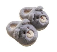 Generisch Pantoufles d'hiver chaudes pour filles - Chaussures confortables pour la maison - Avec un design d'ours mignon - Pour les tout-petits et les enfants, gris, 26 EU