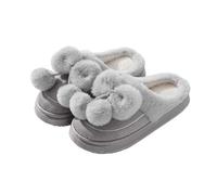 Generisch Pantoufles d'hiver confortables en daim pour femme avec nœud et protection des orteils confortable pour vous et les couples, gris, 45 EU
