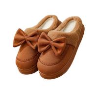 Generisch Pantoufles d'hiver confortables pour homme et femme avec détail nœud. Doublure en polaire douce pour plus de confort et de chaleur à l'intérieur., marron, 45 EU