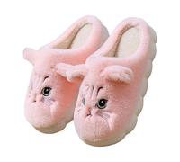 Generisch Pantoufles d'hiver en laine synthétique à mémoire de forme pour femme avec bout fermé - Semelle plate - Isolation douce, Rose, 40 EU