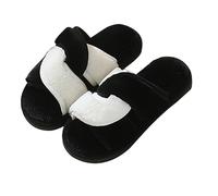 Generisch Pantoufles d'hiver en peluche pour femme - Chaudes, antidérapantes, plates - Confortables - Avec mousse à mémoire de forme - Pour chambre à coucher - Bout ouvert - Boucle transversale, Blanc