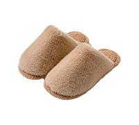 Generisch Pantoufles d'hiver en peluche pour femme - Pantoufles fermées à l'avant - Pantoufles douillettes en peluche - Chaussons chauds et confortables pour la maison, café, 36 EU
