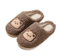 Generisch Pantoufles d'hiver mignonnes pour femme - En mousse à mémoire de forme - Avec ours en polaire - Fond plat - Antidérapantes - Doublure chaude, café, 40 EU