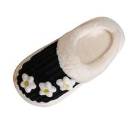 Generisch Pantoufles d'hiver pour femme - En coton - Motif floral - Dessous plat - Confortables - Chaudes - Antidérapantes - Légères, Noir , 39 EU