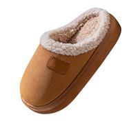 Generisch Pantoufles d'hiver pour femme - En peluche - Moelleuses et chaudes - En feutre - Semelle épaisse - Antidérapantes - Couleur unie - En mousse à mémoire de forme - Confortables, marron, 38