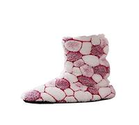 Generisch Pantoufles d'hiver pour femme - Motif football - Bottes de sol chaudes et antidérapantes - En coton, lilas, 37 EU