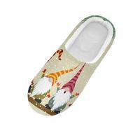Generisch Pantoufles d'hiver pour femme - Motif Père Noël - Mignon dessin animé - Semelle antidérapante - Pantoufles chaudes et douillettes pour les couples - Unisexe - Pour la maison, 01, beige., 37