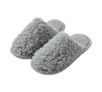 Generisch Pantoufles d'hiver pour femme - Mules en tissu éponge - Chaussons moelleux - Fermés à l'avant - Chaussons d'intérieur douillets - Couleur unie, gris, 38 EU