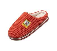 Generisch Pantoufles d'hiver pour femme - Semelle fixe - Motif gaufré - Avec ours - Antidérapantes - Avec doublure en polaire, rouge, 41 EU