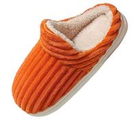 Generisch Pantoufles doublées pour femme - En velours côtelé - Confortables - Antidérapantes - Pour l'intérieur et l'extérieur, Orange, 40 EU