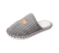 Generisch Pantoufles douillettes avec rayures pour couple d'intérieur - Chaudes et confortables avec semelle antidérapante - Talon ouvert - Pantoufles élégantes pour les loisirs - Pour l'hiver (gris