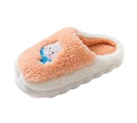 Generisch Pantoufles douillettes pour femme - En peluche chaude et moelleuse - Confortables - Antidérapantes - Pour l'intérieur et l'extérieur - Pour l'hiver et la maison, Orange, 40 EU