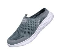 Generisch Pantoufles élégantes pour femme - Fermées sur le devant - Chaussures d'été légères - Noir - Respirantes - Semelle souple - Pantoufles à enfiler - Couleur unie - Pantoufles à plateforme, gris