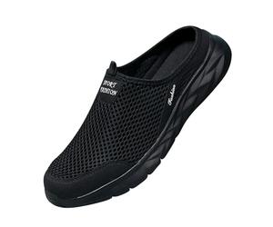 Generisch Pantoufles élégantes pour femme - Fermées sur le devant - Chaussures d'été légères - Noir - Respirantes - Semelle souple - Pantoufles à enfiler - Couleur unie - Pantoufles à plateforme, Noir