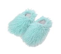 Generisch Pantoufles en coton pour couple, pantoufles en peluche avec plat pour homme et femme, pantoufles antidérapantes à plateforme pour l'hiver fermées et chaudes, Vert menthe., 46 EU