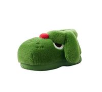 Generisch Pantoufles en forme de chien Big Eye pour femmes, pantoufles de dessin animé 3D, chaussures d'hiver douces en peluche pour la maison pantoufles chaudes et moelleuses, vert, 38/39 EU