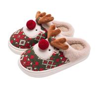 Generisch Pantoufles en forme de renne pour les couples comme pantoufles d'hiver douillettes avec profil de semelle fixe - Intérieur chaud pour des heures de détente dans votre maison, vert, 44 EU