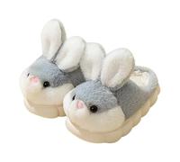 Generisch Pantoufles enfants 34 filles pantoufles fourrure peluche plate hiver bout rond garder au chaud pantoufles lapin chaussons chaussons femme 35 38, gris, 28.5 EU