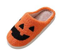 Generisch Pantoufles femmes hommes 2023 confortables maison chaud hiver coton pantoufles pour couples semelle épaisse semelle souple chaussures épaisses antidérapantes, Orange, 37 EU