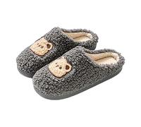 Generisch Pantoufles plates douces pour homme et femme - En peluche - En mousse à mémoire de forme - Chaussons antidérapants - Fermés à l'avant - Pantoufles mignonnes, gris foncé, 42 EU