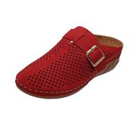 Generisch Pantoufles plates surdimensionnées européennes et américaines avec talon oblique, décorations creuses, chaussures d'hiver pour femme, pointure 42, rouge, 42 EU