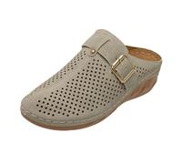 Generisch Pantoufles plates surdimensionnées européennes et américaines avec talon oblique, décorations creuses, chaussures d'hiver pour femme, pointure 42, beige, 38 EU