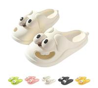 Generisch Pantoufles pour chien à gros yeux pour homme et femme - Pantoufles amusantes 3D avec semelle antidérapante - Séchage rapide - Légères, Blanc., 38/39 EU