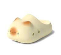 Generisch Pantoufles pour femme au design mignon de chat - Mules amusantes avec visage de dessin animé et détails de pattes | Pantoufles confortables et antidérapantes pour la maison, Style G03 jaune