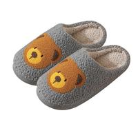 Generisch Pantoufles pour femme - Chaudes - Adorables petits ours - En feutre à mémoire de forme - Antidérapantes - Semelle douce - Doublure en peluche - Convient pour les couples, gris, 39 EU