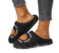 Generisch Pantoufles pour femme, pantoufles d'hiver chaudes en peluche, pantoufles d'intérieur avec motif citrouille, chaussures pour femme, chaussures d'automne et d'hiver, semelles souples