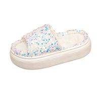 Generisch Pantoufles pour femme - Style rétro chic - Paillettes - Pantoufles à paillettes - Pantoufles élégantes et classiques - Vintage - Chaussures classiques pour le carnaval, bleu, 37.5 EU